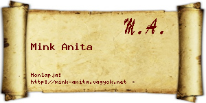 Mink Anita névjegykártya